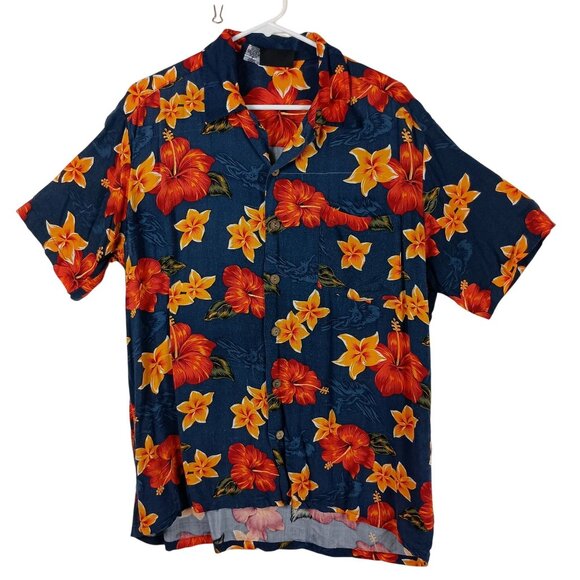 Vintage Red Dragon Hawaiian Shirt By Kennington L Floral Surf Print Short Sleeve - Picture 3 of 8